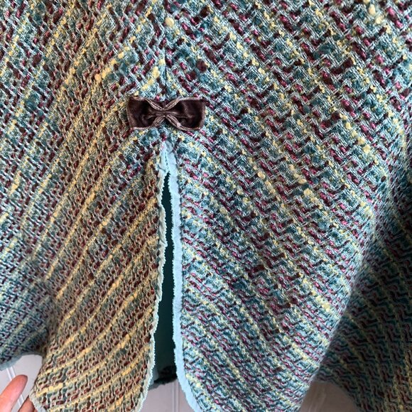 Tapemeasure Vintage Y2K Blue PInk Tweed Pastel Skirt Bow Detail Slit w Slip - 18 - Picture 3 of 16